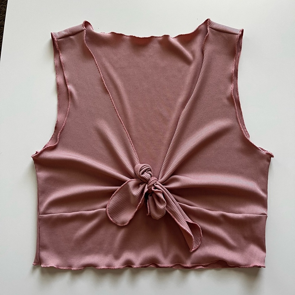 Pink tie knot tank top